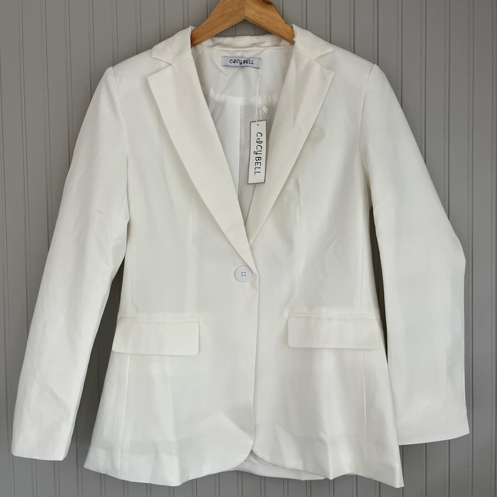 Cicy bell cream/off white one button lined blazer size small